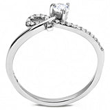 High polished (no plating) Stainless Steel Ring with AAA Grade CZ  in Clear