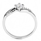High polished (no plating) Stainless Steel Ring with AAA Grade CZ  in Clear