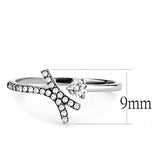 High polished (no plating) Stainless Steel Ring with AAA Grade CZ  in Clear