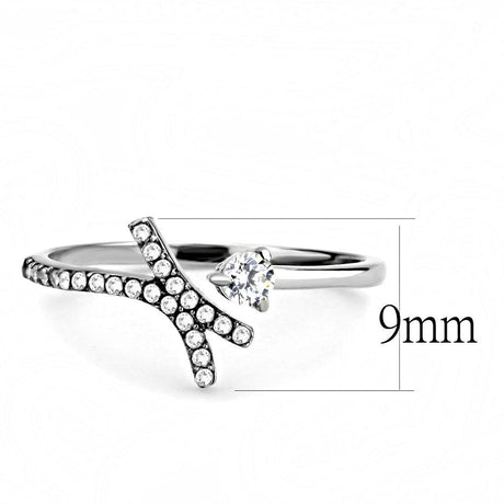 High polished (no plating) Stainless Steel Ring with AAA Grade CZ  in Clear