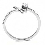High polished (no plating) Stainless Steel Ring with AAA Grade CZ  in Clear