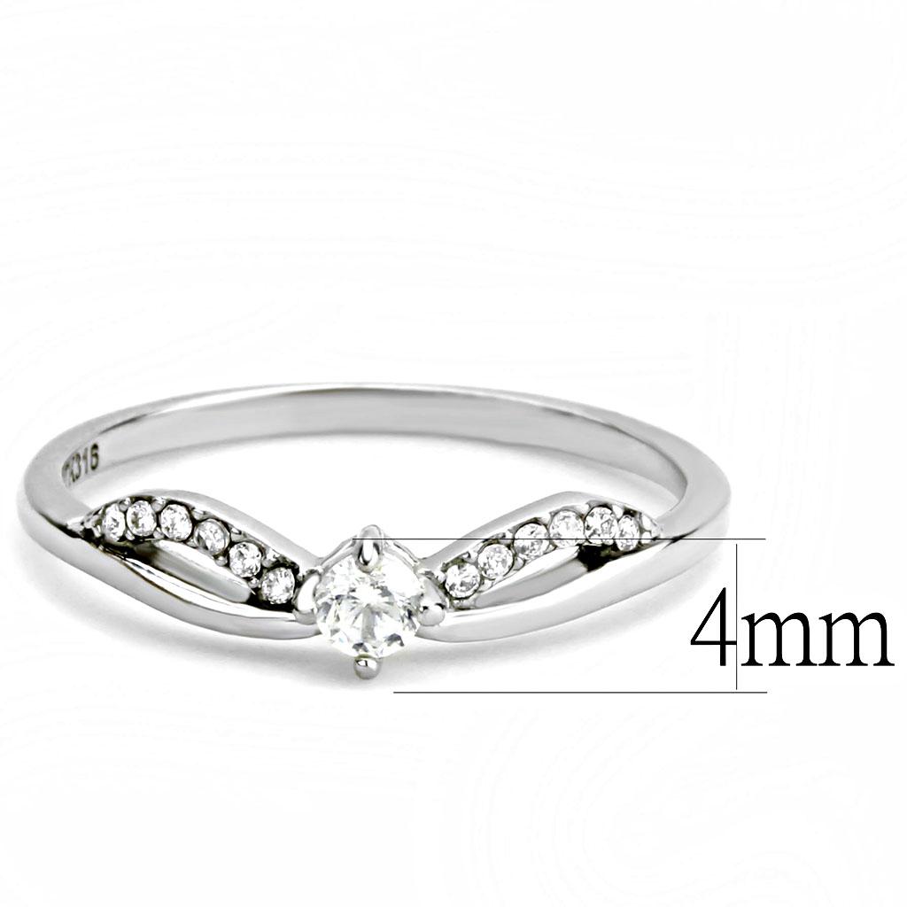 High polished (no plating) Stainless Steel Ring with AAA Grade CZ  in Clear