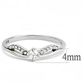 High polished (no plating) Stainless Steel Ring with AAA Grade CZ  in Clear