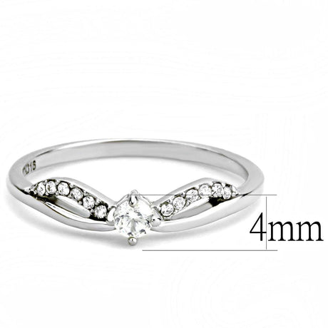 High polished (no plating) Stainless Steel Ring with AAA Grade CZ  in Clear