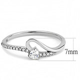 High polished (no plating) Stainless Steel Ring with AAA Grade CZ  in Clear