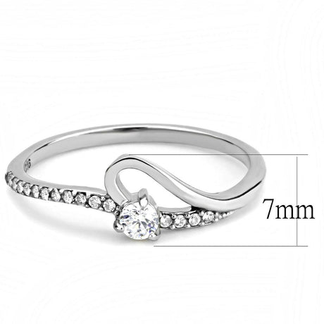 High polished (no plating) Stainless Steel Ring with AAA Grade CZ  in Clear