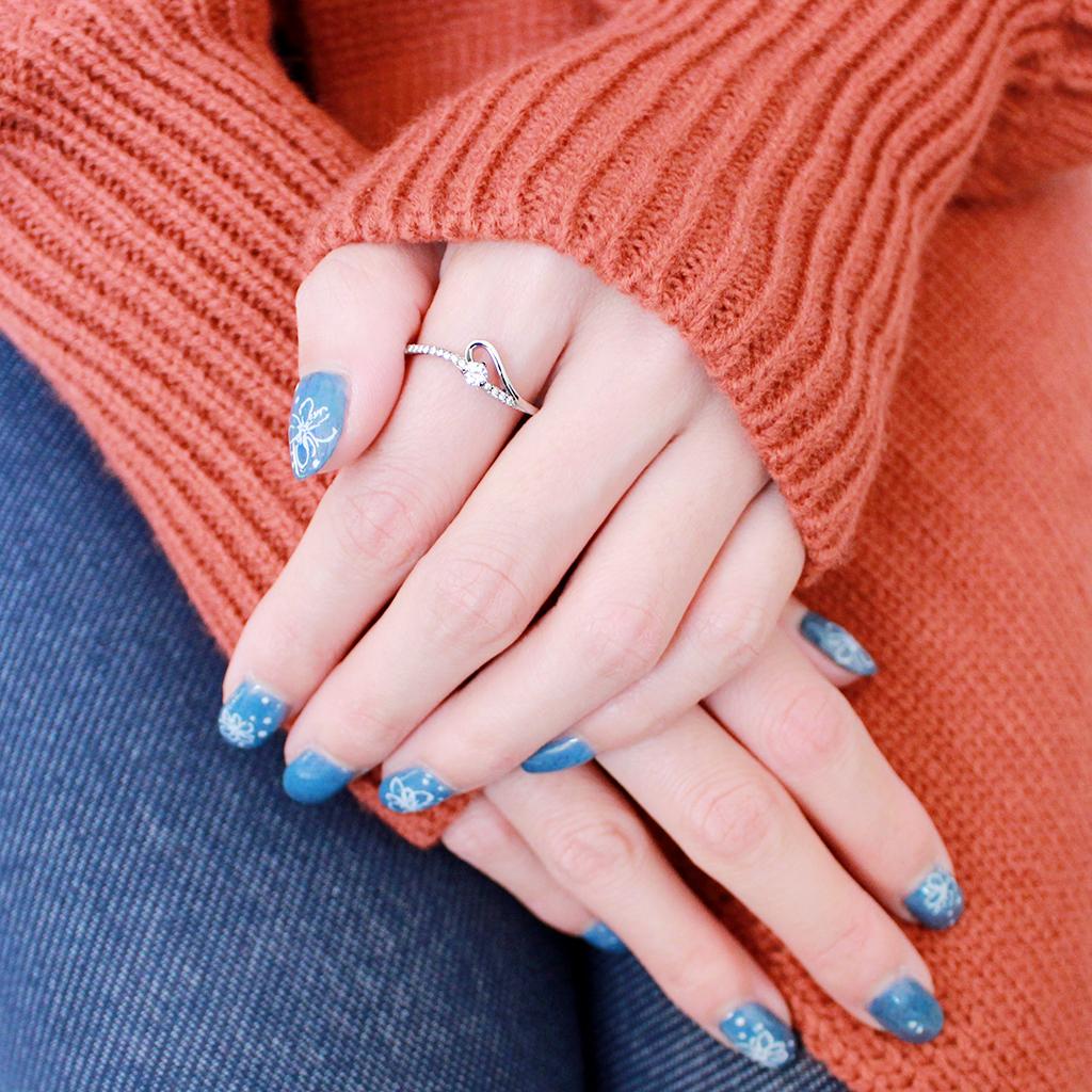 High polished (no plating) Stainless Steel Ring with AAA Grade CZ  in Clear