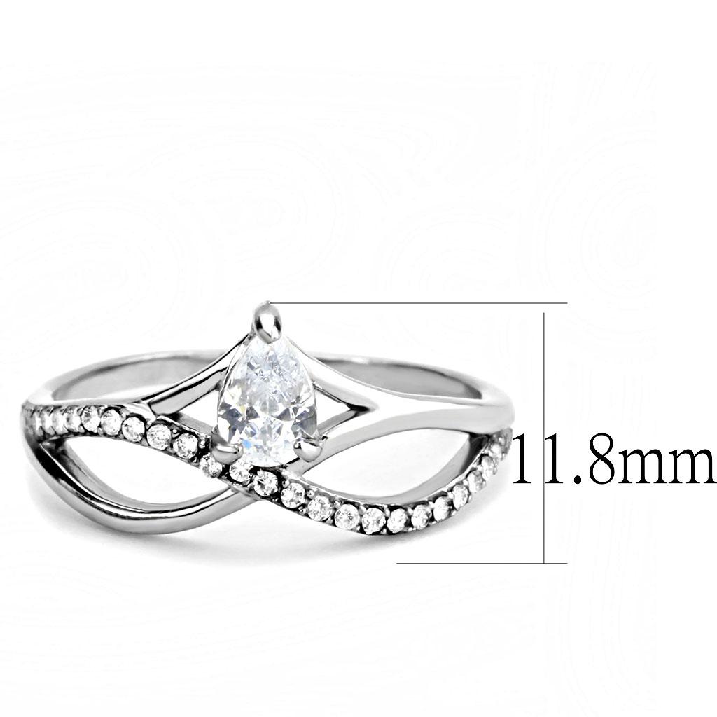 High polished (no plating) Stainless Steel Ring with AAA Grade CZ  in Clear