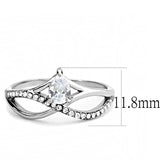 High polished (no plating) Stainless Steel Ring with AAA Grade CZ  in Clear