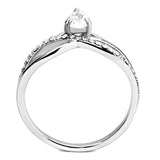 High polished (no plating) Stainless Steel Ring with AAA Grade CZ  in Clear