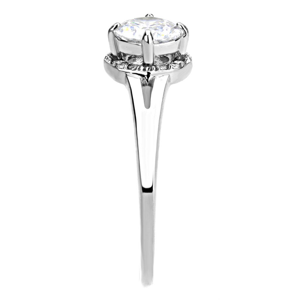 High polished (no plating) Stainless Steel Ring with AAA Grade CZ  in Clear