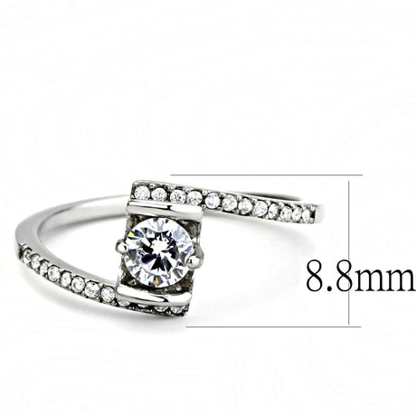 High polished (no plating) Stainless Steel Ring with AAA Grade CZ  in Clear