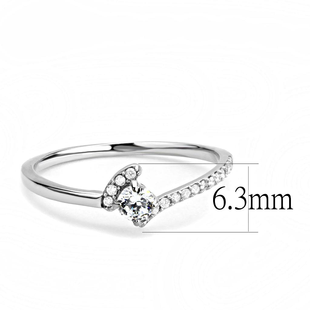 High polished (no plating) Stainless Steel Ring with AAA Grade CZ  in Clear