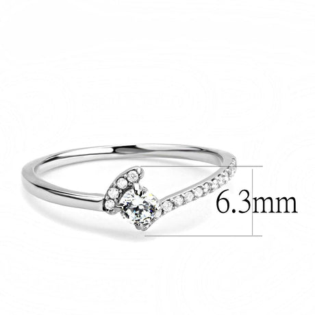 High polished (no plating) Stainless Steel Ring with AAA Grade CZ  in Clear