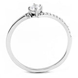 High polished (no plating) Stainless Steel Ring with AAA Grade CZ  in Clear