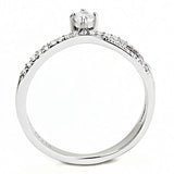 High polished (no plating) Stainless Steel Ring with AAA Grade CZ  in Clear