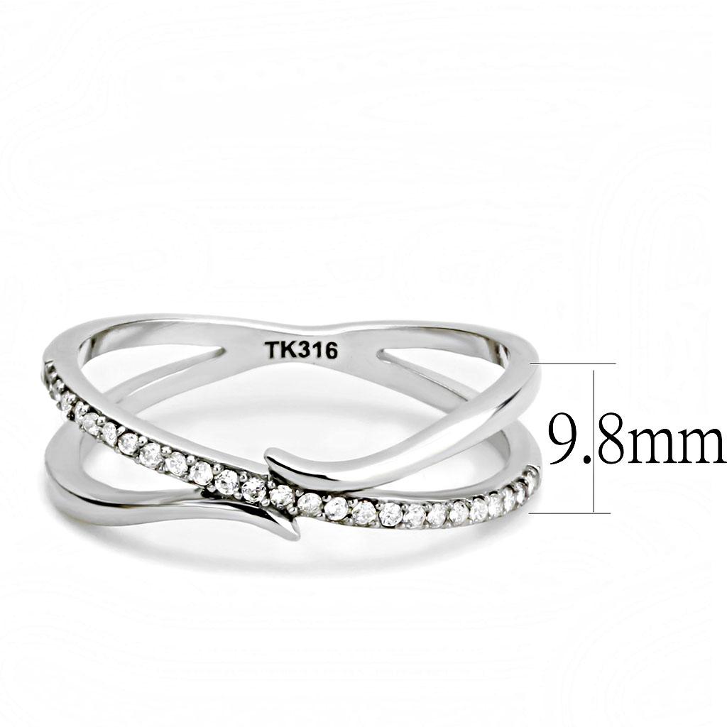 High polished (no plating) Stainless Steel Ring with AAA Grade CZ  in Clear