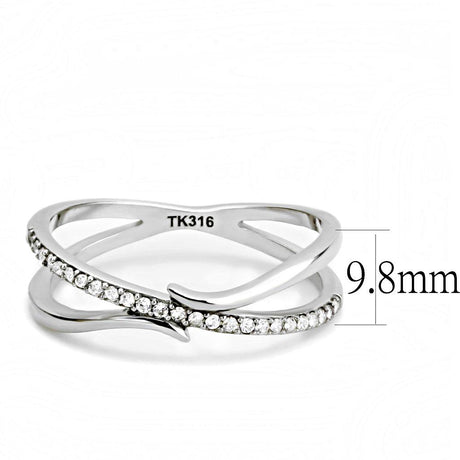 High polished (no plating) Stainless Steel Ring with AAA Grade CZ  in Clear
