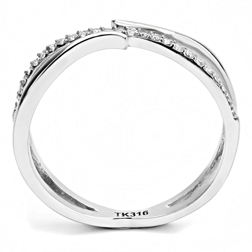 High polished (no plating) Stainless Steel Ring with AAA Grade CZ  in Clear