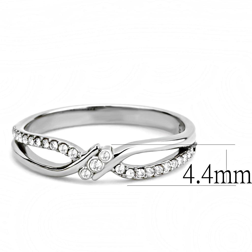 High polished (no plating) Stainless Steel Ring with AAA Grade CZ  in Clear