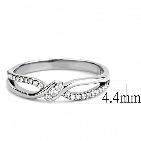 High polished (no plating) Stainless Steel Ring with AAA Grade CZ  in Clear