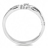 High polished (no plating) Stainless Steel Ring with AAA Grade CZ  in Clear