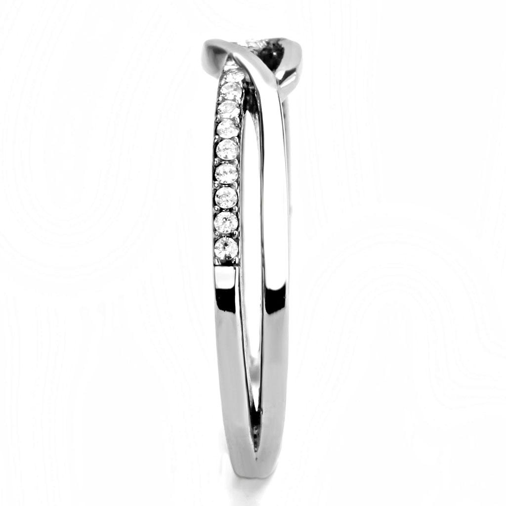 High polished (no plating) Stainless Steel Ring with AAA Grade CZ  in Clear