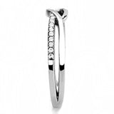 High polished (no plating) Stainless Steel Ring with AAA Grade CZ  in Clear