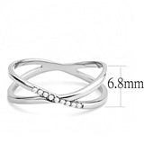 High polished (no plating) Stainless Steel Ring with AAA Grade CZ  in Clear