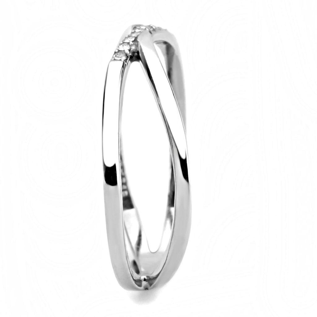 High polished (no plating) Stainless Steel Ring with AAA Grade CZ  in Clear