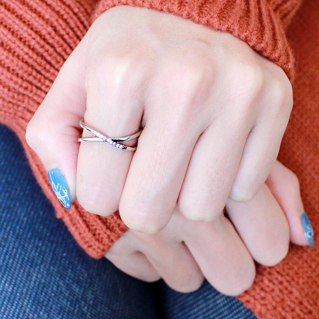 High polished (no plating) Stainless Steel Ring with AAA Grade CZ  in Clear