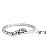 High polished (no plating) Stainless Steel Ring with AAA Grade CZ  in Clear