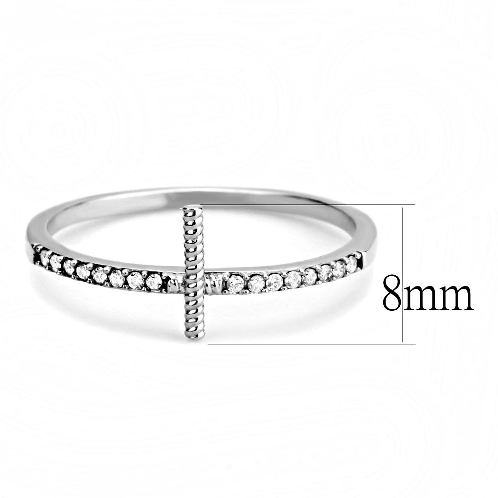 High polished (no plating) Stainless Steel Ring with AAA Grade CZ  in Clear