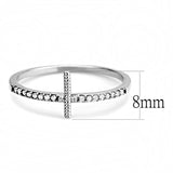 High polished (no plating) Stainless Steel Ring with AAA Grade CZ  in Clear