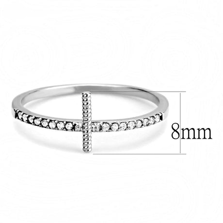 High polished (no plating) Stainless Steel Ring with AAA Grade CZ  in Clear