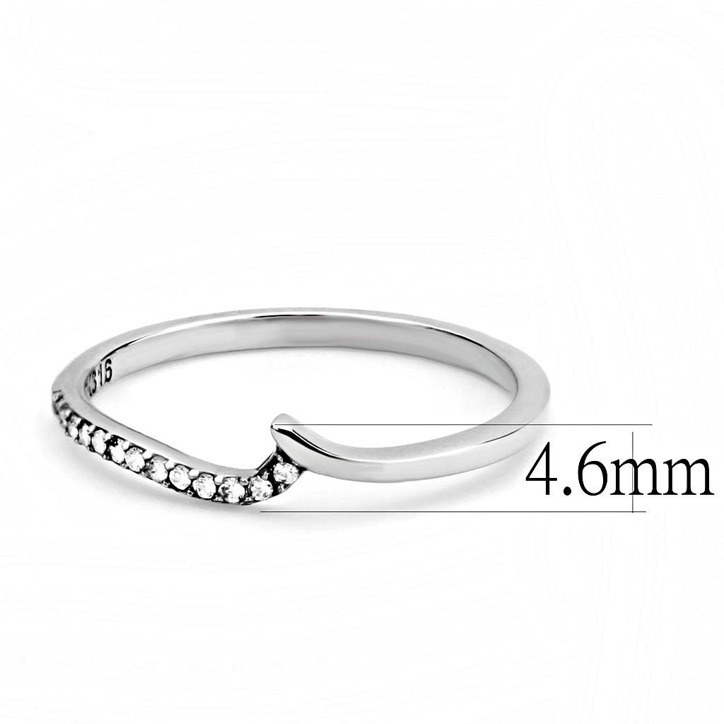 High polished (no plating) Stainless Steel Ring with AAA Grade CZ  in Clear