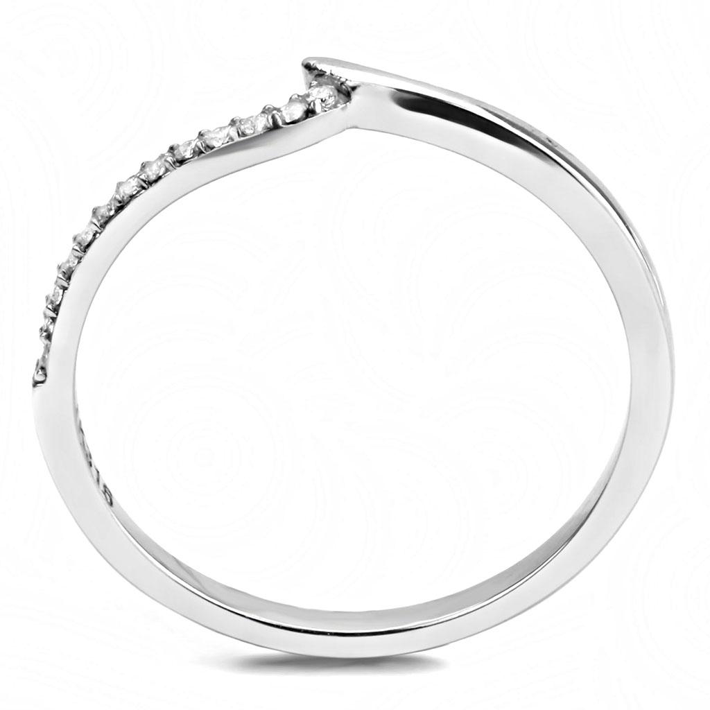 High polished (no plating) Stainless Steel Ring with AAA Grade CZ  in Clear