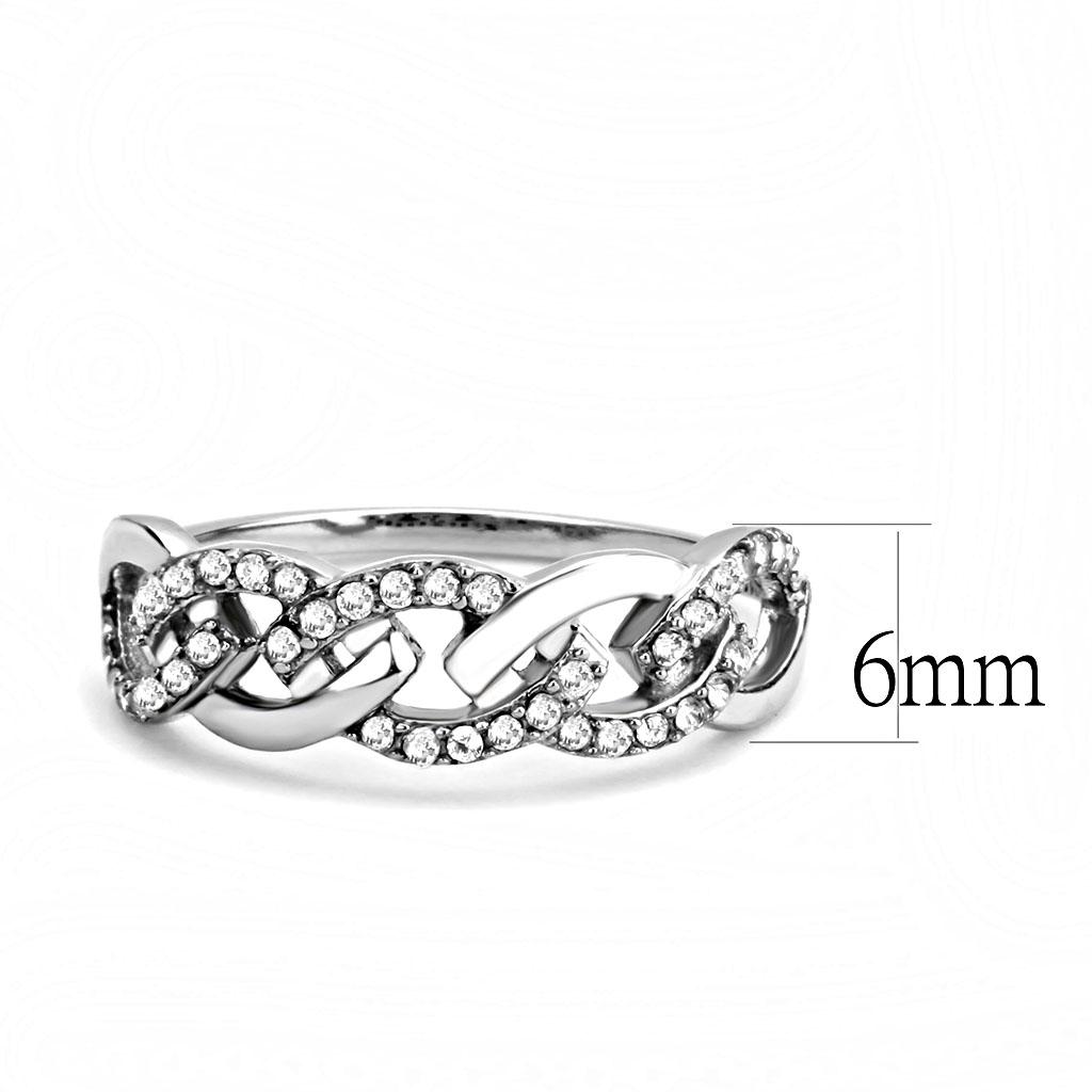 High polished (no plating) Stainless Steel Ring with AAA Grade CZ  in Clear
