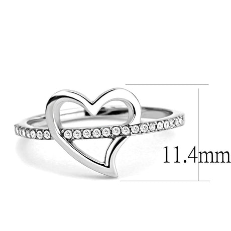 High polished (no plating) Stainless Steel Ring with AAA Grade CZ  in Clear