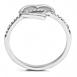 High polished (no plating) Stainless Steel Ring with AAA Grade CZ  in Clear