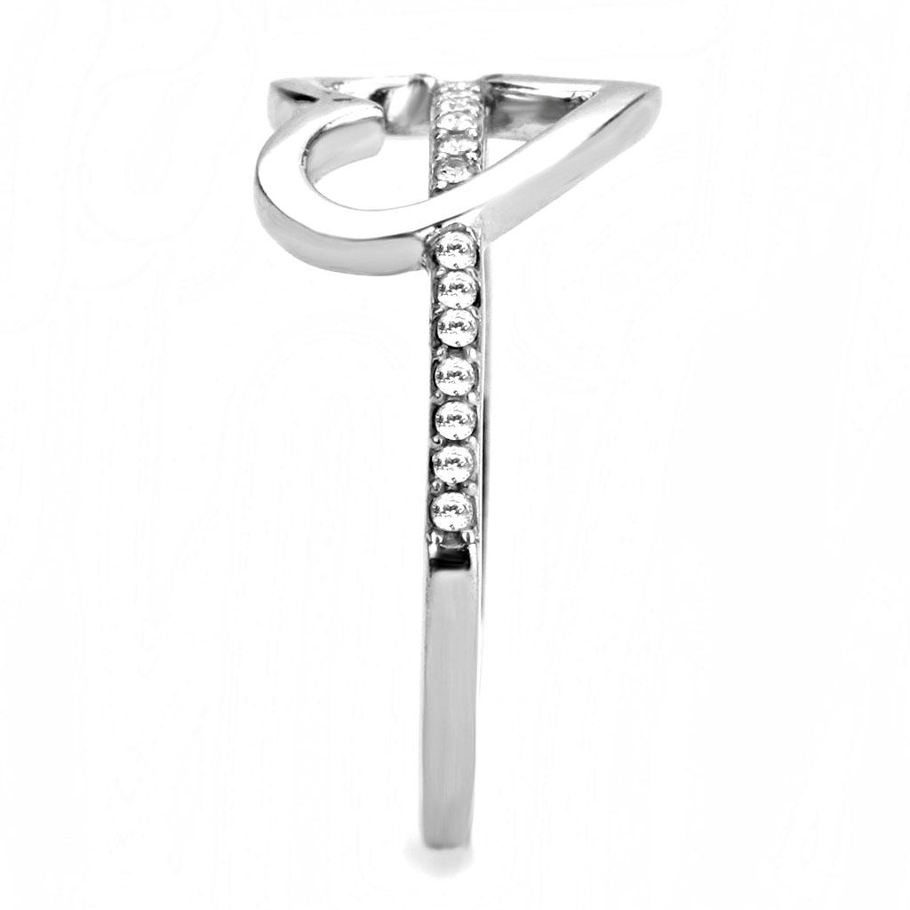 High polished (no plating) Stainless Steel Ring with AAA Grade CZ  in Clear