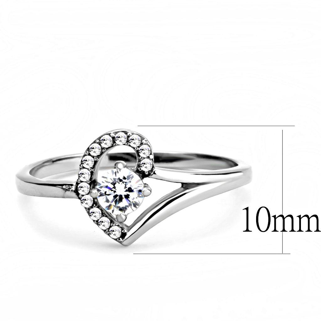 High polished (no plating) Stainless Steel Ring with AAA Grade CZ  in Clear