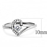 High polished (no plating) Stainless Steel Ring with AAA Grade CZ  in Clear