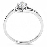 High polished (no plating) Stainless Steel Ring with AAA Grade CZ  in Clear