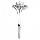 High polished (no plating) Stainless Steel Ring with AAA Grade CZ  in Clear