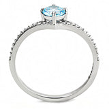 High polished (no plating) Stainless Steel Ring with AAA Grade CZ  in Sea Blue