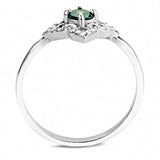 High polished (no plating) Stainless Steel Ring with AAA Grade CZ  in Emerald