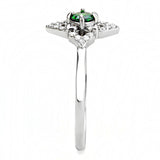 High polished (no plating) Stainless Steel Ring with AAA Grade CZ  in Emerald