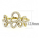 IP Gold(Ion Plating) Stainless Steel Ring with AAA Grade CZ  in Clear