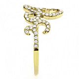 IP Gold(Ion Plating) Stainless Steel Ring with AAA Grade CZ  in Clear